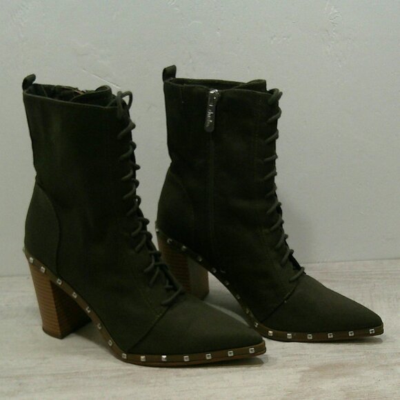 Charles By Charles David Shoes - Super Sexy Duffy Green Studded Design Lace Up Heeled Ankle Booties Size 8.5